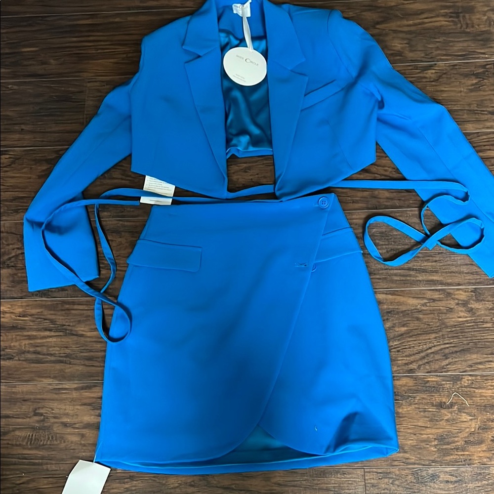 Blue Mini Skirt with Matching Blazer